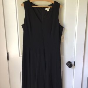 NWT Coldwater Creek Black Sleeveless Fit & Flare Dress, P16, fully lined